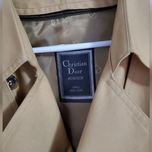 Vintage Christian Dior Monsieur Men's Khaki Trench Coat 38L Large